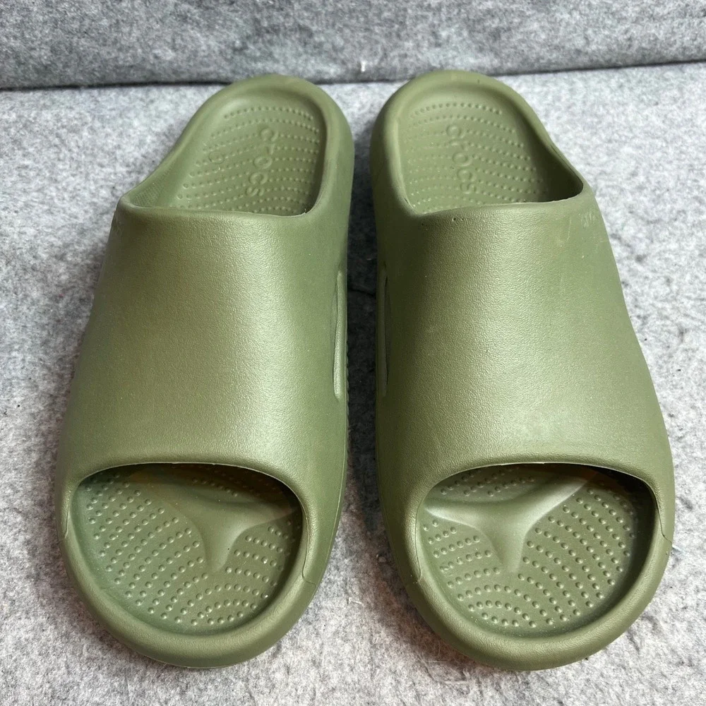 Crocs Mellow Recovery Slides Olive Green Comfort Waterproof Sandals Mens Sz 13